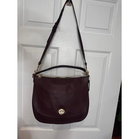 Coach Handbags - Coach Plum Leather Handbag with Cross Body Strap